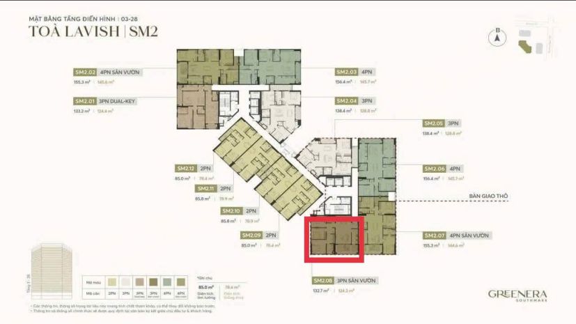 Giảm 2tỷ căn 3pn sân vườn vip nhất tòa sm2, chỉ hơn 80trm2 7137593