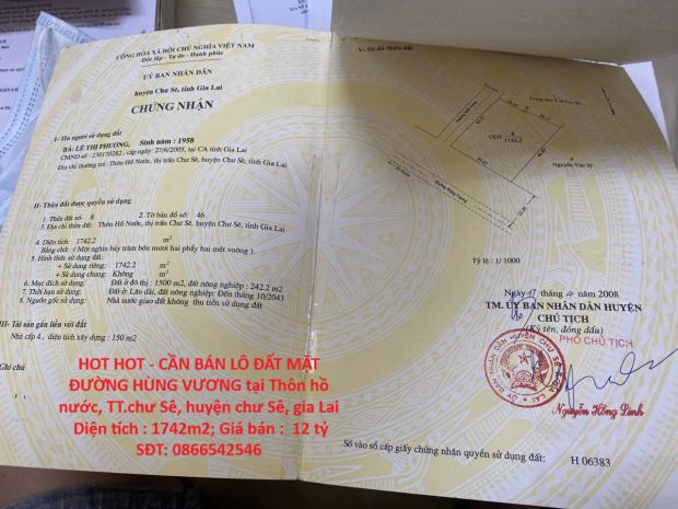 Hot hot - cần bán lô đất mặt đường hùng vương tại thôn hồ 7147005