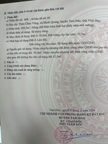 Cần tiền bán gấp lô đất tam đảo  giá tốt cho khách thiện 7147350