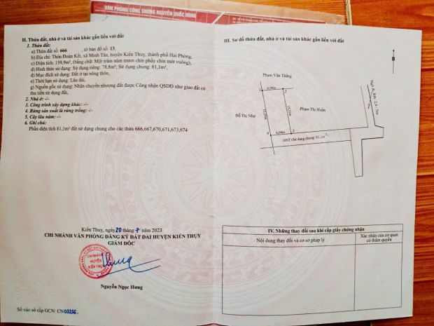 Đất đoàn kết minh tân kiến thuỵ  ngang 6m  giá 1 tỷ 1xx 7153960