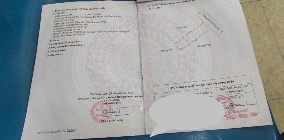 Đất ngõ 199 tân thành  dương kinh  100m²  giá 2 tỷ.x  lô 7154904