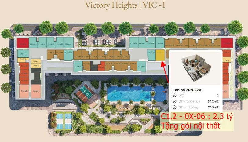 Hàng hot chỉ còn 2 căn 2 phòng ngủ full nội thất gỗ an cường 7157183