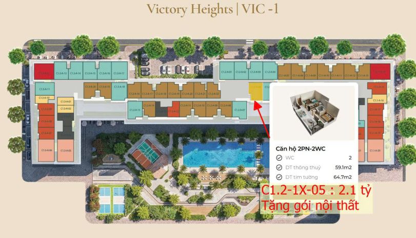 Hàng hot chỉ còn 2 căn 2 phòng ngủ full nội thất gỗ an cường 7157184