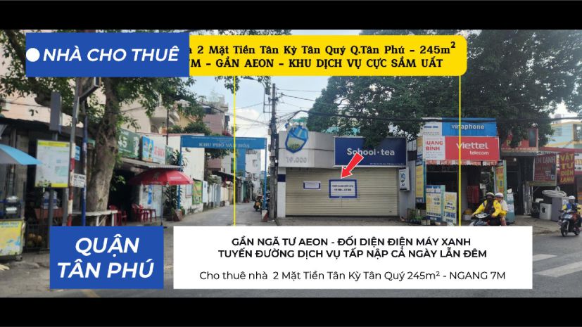 Cho thuê nhà 2 mặt tiền tân kỳ tân quý q.tân phú 245m² - 7159287