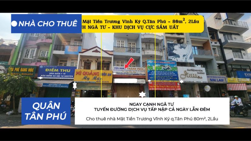Cho thuê nhà mặt tiền trương vĩnh ký q.tân phú 80m², 2lầu - 7162373
