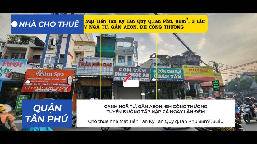 Cho thuê nhà mặt tiền tân kỳ tân quý q.tân phú 88m², 3lầu - 7171862