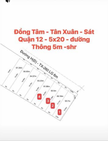 Đất vip 5x20 nhất tân xuân  sát q12  1 đồng tâm  giá 7187722