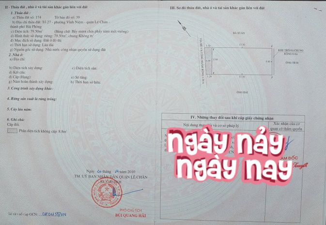 Bán đất mặt đường vĩnh tiến - 80m - mặt tiền 6m - giá 7.5 tỉ 7189281