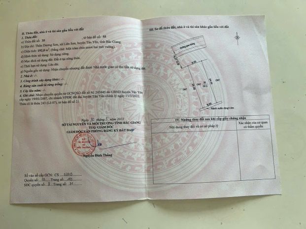 Chính chủ bán lô đất tại tân yên  bắc giang 7189986