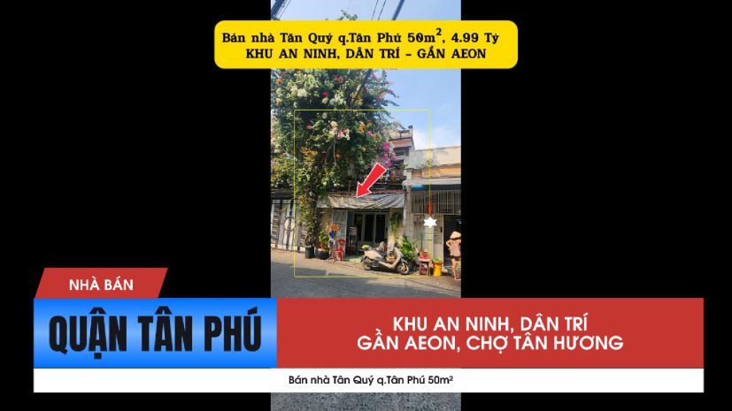 Bán nhà tân quý q.tân phú 50m², 4.99tỷ - gần aeon 7193180