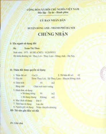 Chính chủ bán đất thụy lôi, thụy lâm, đông anh - cách khu 7203877