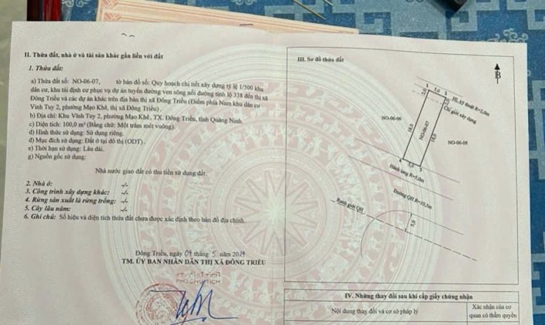 Cần bán lô đất có vị trí đẹp tại khu tái định cư vĩnh tuy 2 7209190