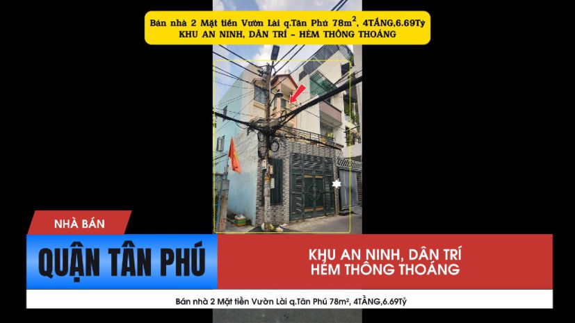 Bán nhà 2 mặt tiền vườn lài q.tân phú 78m², 4tầng,6.69tỷ - 7220413
