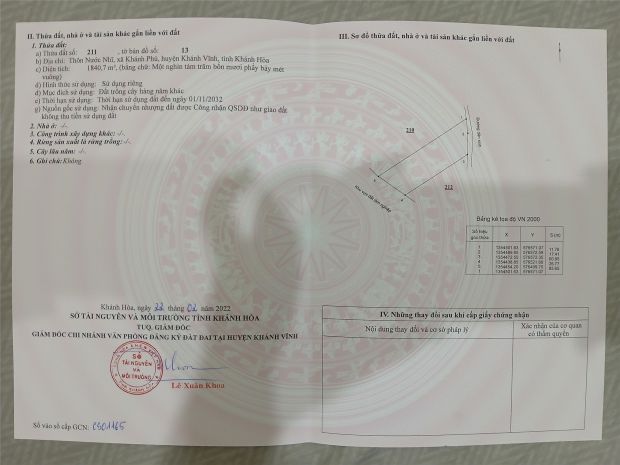 Bán đất gần ngã 3 nước nhĩ  khánh phú, khánh vĩnh, khánh 7233055