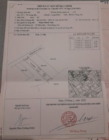 Đất chính chủ - vị trí đẹp gần đường 32 tt long hải, long 7247094