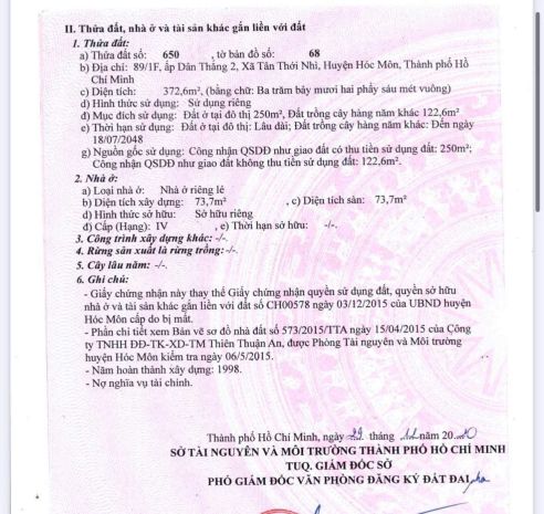 Đất khủng tặng nhà c4 9.5x40 mặt tiền tân thới nhì 02 7252267