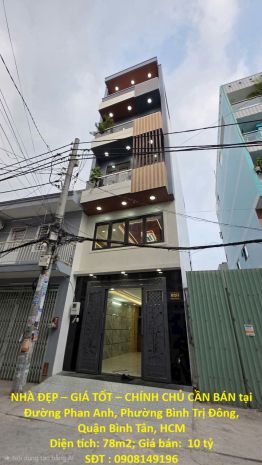 Nhà đẹp  giá tốt  chính chủ cần bán tại đường phan anh, 7255453