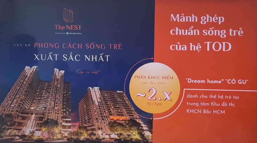 Mở booking the nest 50m2 - giá dự kiến 2.5 tỷ - 1pn1wc tp mớ 7272121