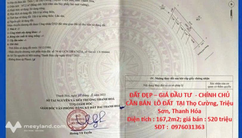 Đất đẹp  giá đầu tư  - chính chủ cần bán  lô đất  tại thọ 7278311