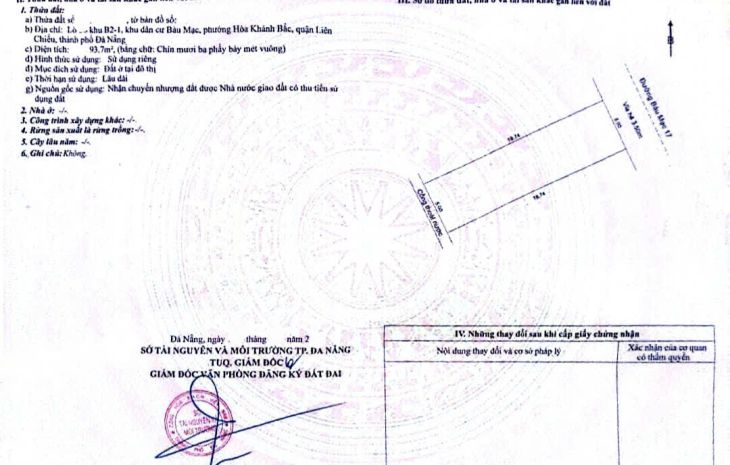 Đất mặt tiền bàu mạc 17  gần biển  trục thông nguyễn an 7283459