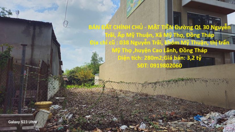 Bán đất chính chủ - mặt tiền đường ql 30 nguyễn trãi, ấp mỹ 7287112
