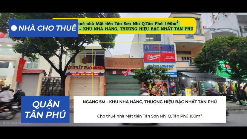 Cho thuê nhà mặt tiền tân sơn nhì q.tân phú 100m² - khu cực 7287405