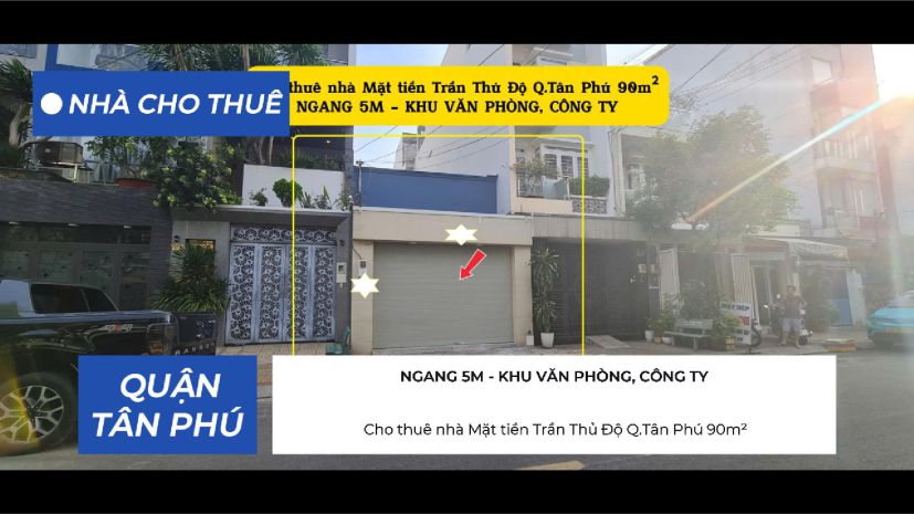 Cho thuê nhà mặt tiền trần thủ độ q.tân phú 90m² - ngang 5m 7287410