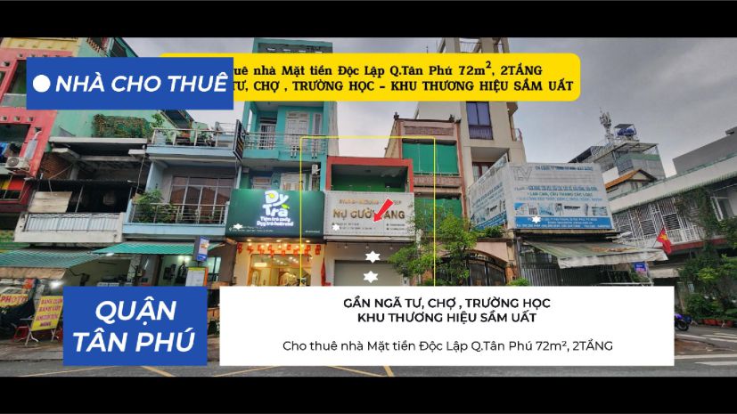 Cho thuê nhà mặt tiền độc lập q.tân phú 72m², 2tầng - 7291257