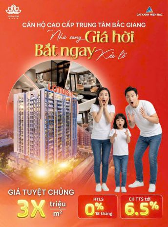 Mở bán chung cư lotus 1  trung tâm tp. bắc giang  ưu đãi 7291756