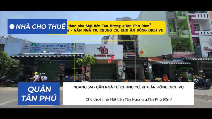 Cho thuê nhà mặt tiền tân hương q.tân phú 90m², 16triệu - 7298915