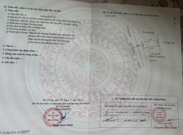 Chính chủ bán lô đất ví trí đẹp đường 25, tiên lãng, hải 7301474