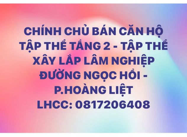 Ần bán căn hộ tập thể tầng 2 phòng 206 - đường ngọc hồi 7304911