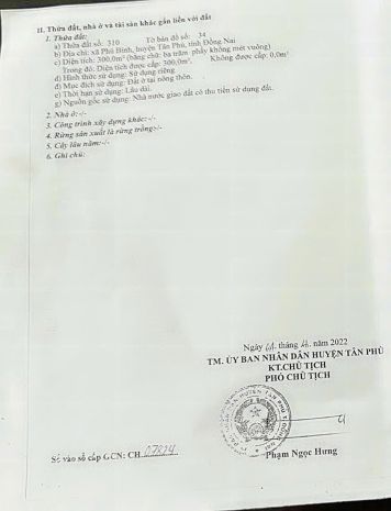 Chính chủ bán 300m2 đất full thổ cư tại xã phú bình, huyện 7306248