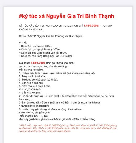 Ký túc xá nguyễn gia trí bình thạnh gần hutec,giao thông 7306629