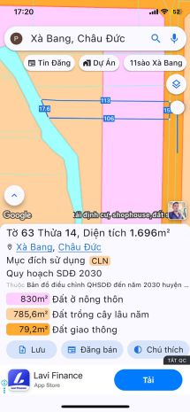 Đất chính chủ - giá tốt địa chỉ xã xà bang, huyện châu đức, 7327586