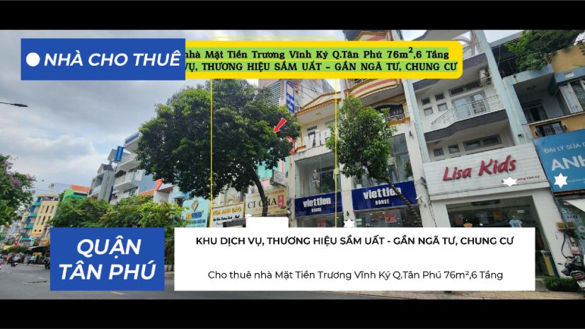 Cho thuê nhà mặt tiền trương vĩnh ký q.tân phú 76m²,6tầng, 7328957