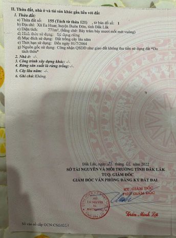 Bán đất cln  sổ riêng tại ea huar,khu ea wer mới buôn 7340944