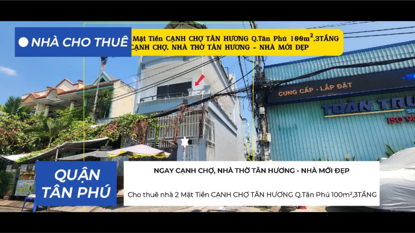 Cho thuê nhà 2 mặt tiền cạnh chợ tân hương q.tân phú 7342107