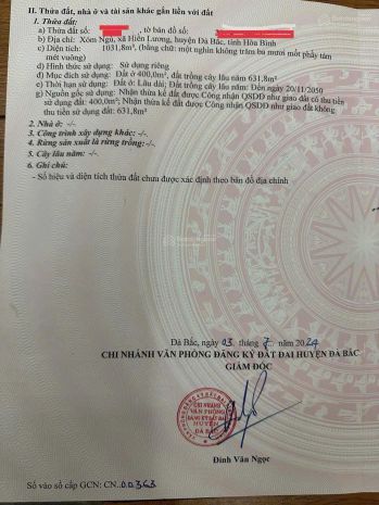 Đất bán tại đt 433, 1,1 tỷ, 1031 m2, huyện đà bắc, hòa bình 7342153