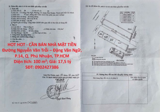 Hot hot - cần bán nhà mặt tiền đường nguyễn văn trỗi  đặng 7349324