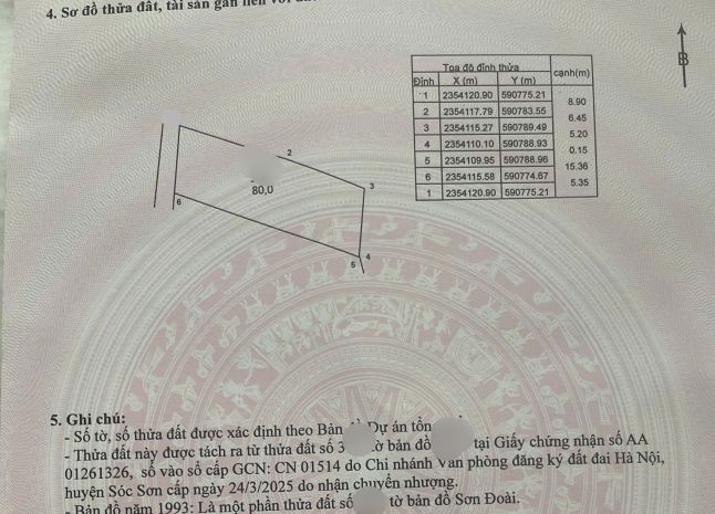 80m² sơn đoài  sóc sơn  ô tô đỗ cửa  giá rẻ giật mình 7349938