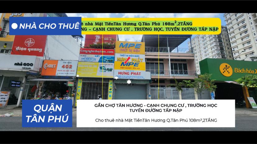 Cho thuê nhà mặt tiềntân hương q.tân phú 108m²,2tầng, 7351094