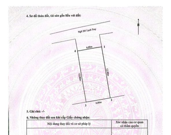 Bán đất 72m² ngõ 201 lạch tray  ngô quyền  mặt tiền 6m 7351313