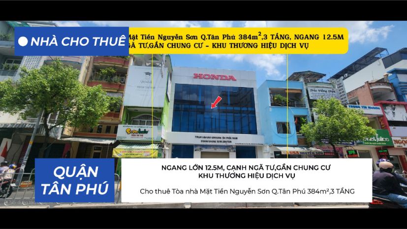 Cho thuê tòa nhà mặt tiền nguyễn sơn q.tân phú 384m²,3 7354089