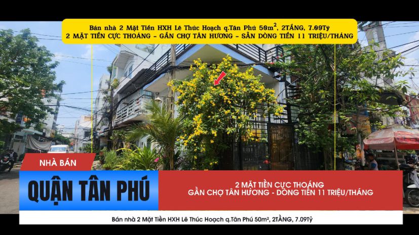 Bán nhà 2 mặt tiền hxh lê thúc hoạch q.tân phú 50m², 7356696