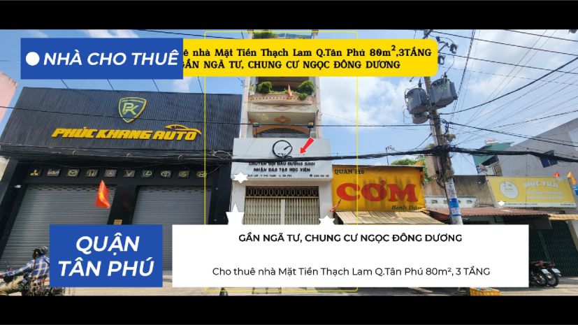 Cho thuê nhà mặt tiền thạch lam q.tân phú 80m²,3tầng, 7360850