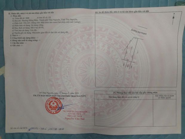 Chính chủ bán đất phường đồng bẩm  tp thái nguyên 7367347