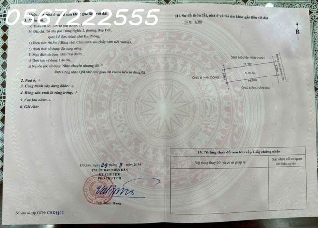 Bán đất tuyến 2 trung nghĩa, đồ sơn diện tích rộng 96,5m2 - 7368322