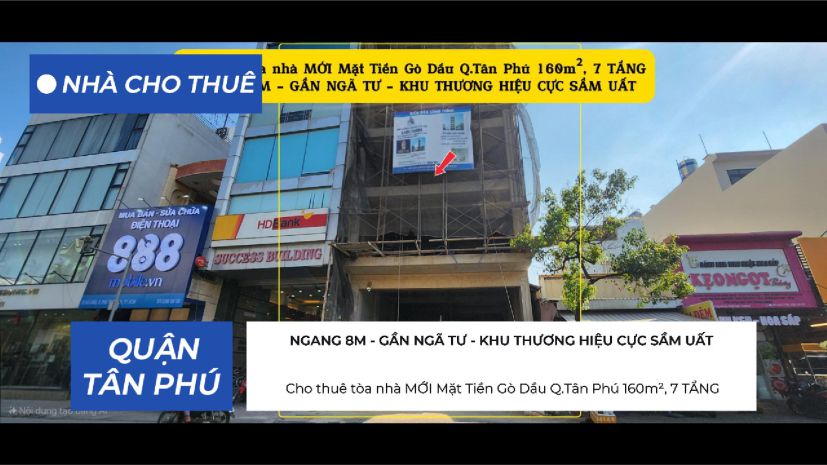 Cho thuê tòa nhà mới mặt tiền gò dầu q.tân phú 160m²,7tầng 7372665