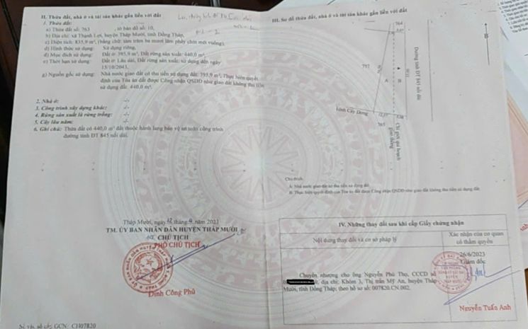 Bán 2 lô đất thổ cư + đất lúa  mặt tiền lớn 7374269